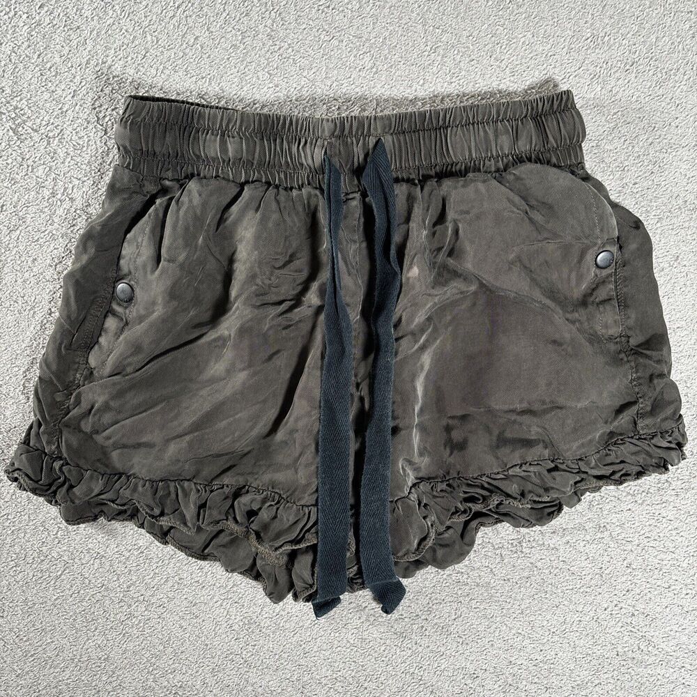 5a7 Cinq A Sept  Tova Ruffle-Hem Shorts Women's Size M‎ Olive Green Drawstring